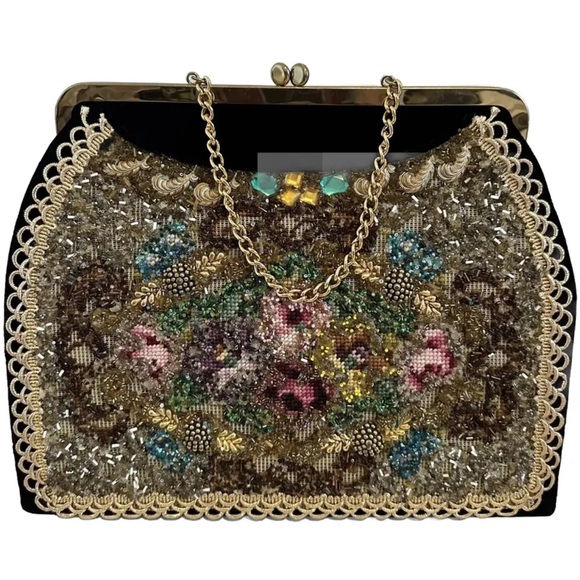 Vintage Purse Veldoré Houston Bag Embroidered Beaded 1950s 50s  60s EUVC Rare - Picture 1 of 7
